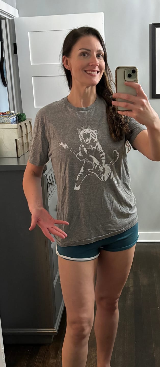 Customer photo review of Spotlight Kitty T-Shirt