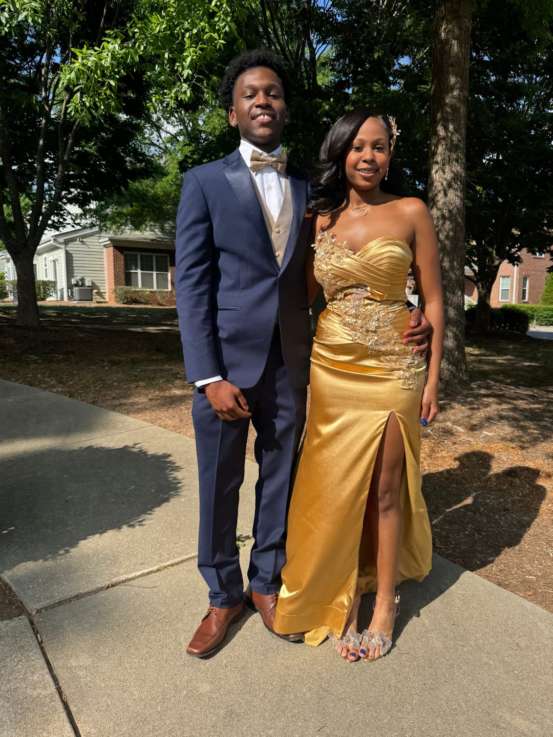 Customer photo review of Strapless Blue Mermaid Long Dress with Slit