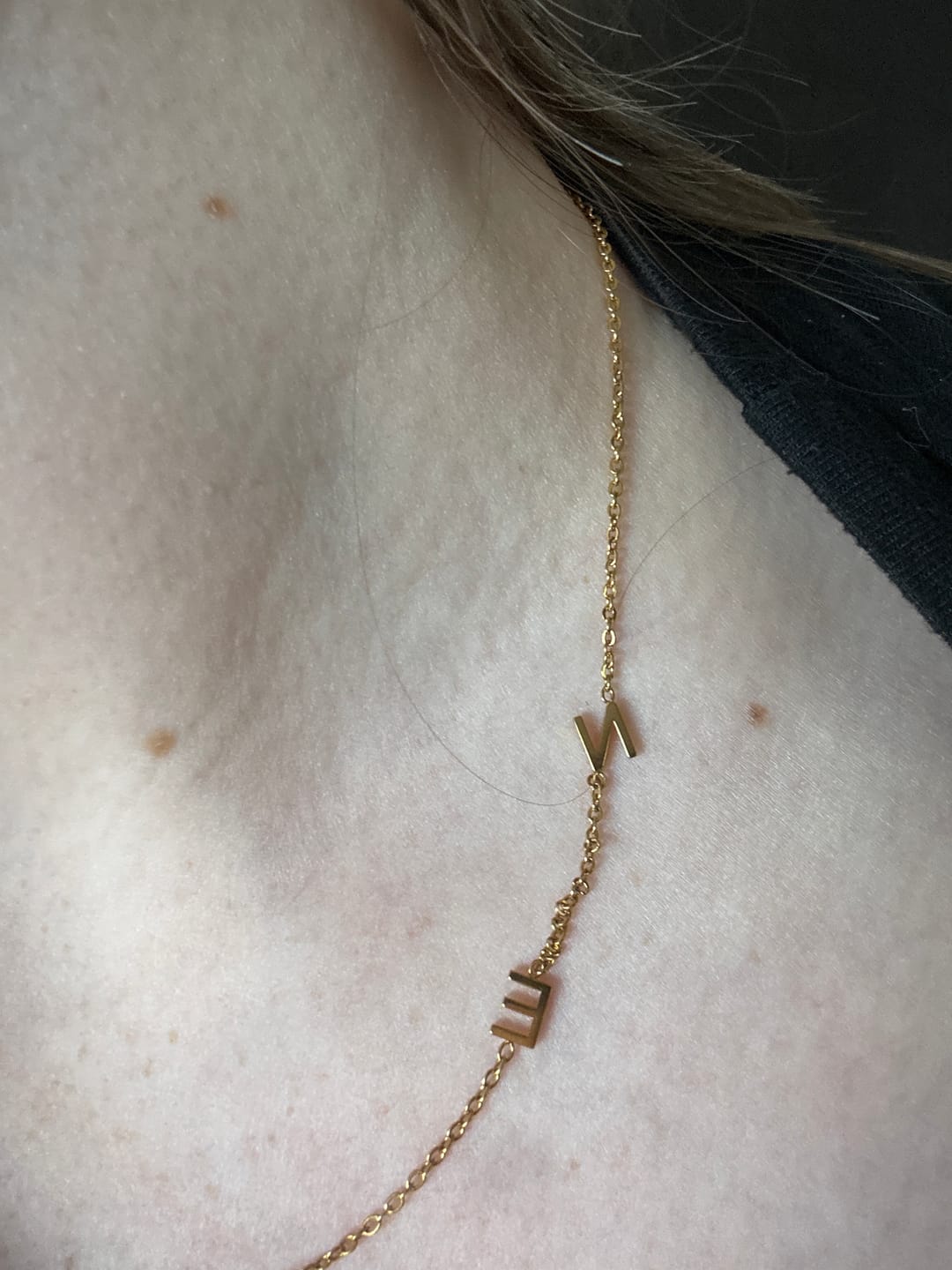 Customer photo review of Personalized Sideway Initial Necklace 18K Best Seller
