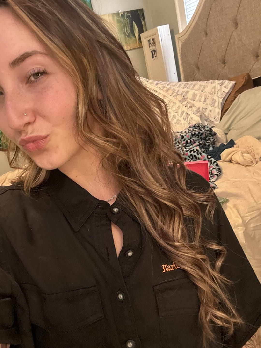 Customer photo review of Virgin Flat Silk Weft Hair Extensions Balayage Brown #4/27/4