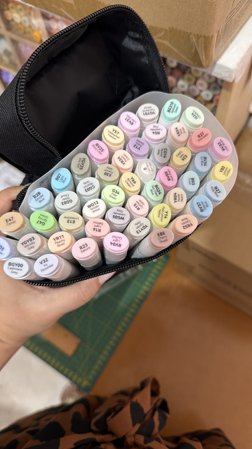 Customer photo review of Ohuhu Oahu 48 Pastel Colors Dual Tips Alcohol Art Markers, Fine & Chisel
