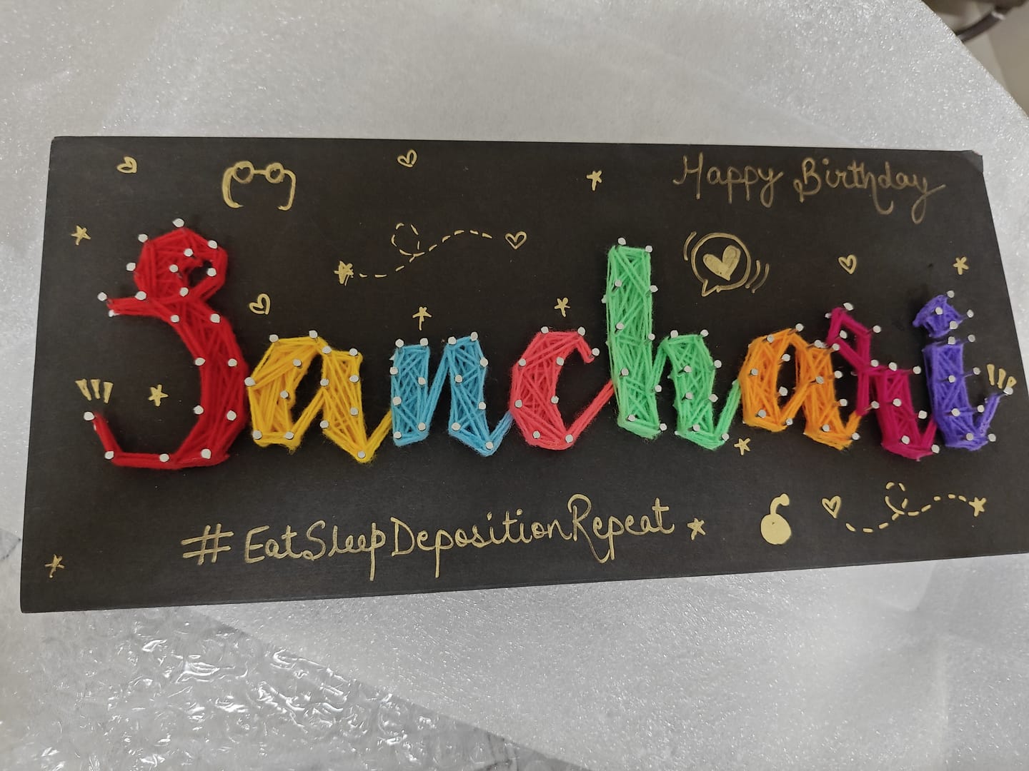 Customer photo review of Artsy- Customised Mini Nameplate String Art