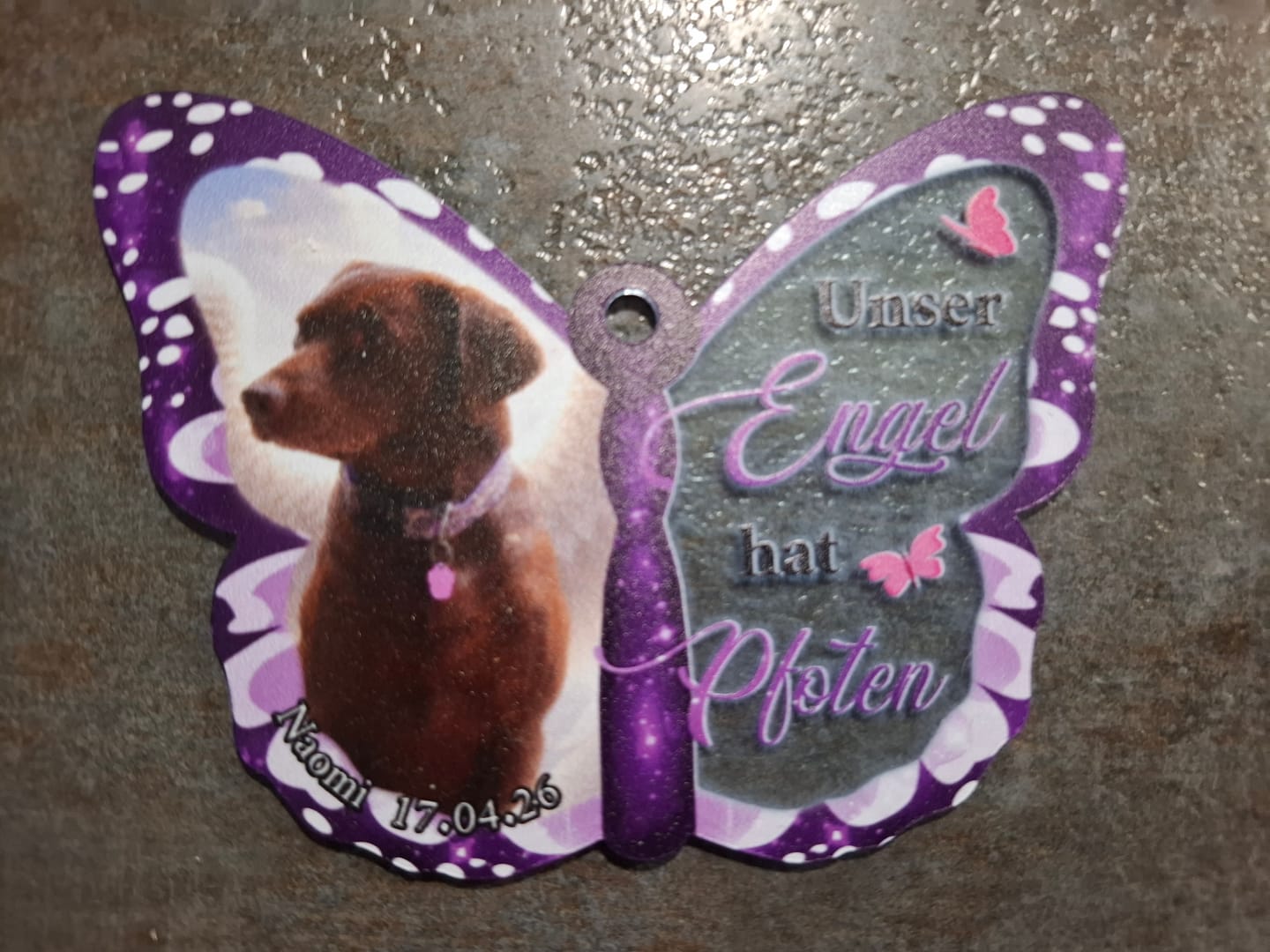 Customer photo review of Personalisierter Rückspiegel Anhänger - Schutzengel