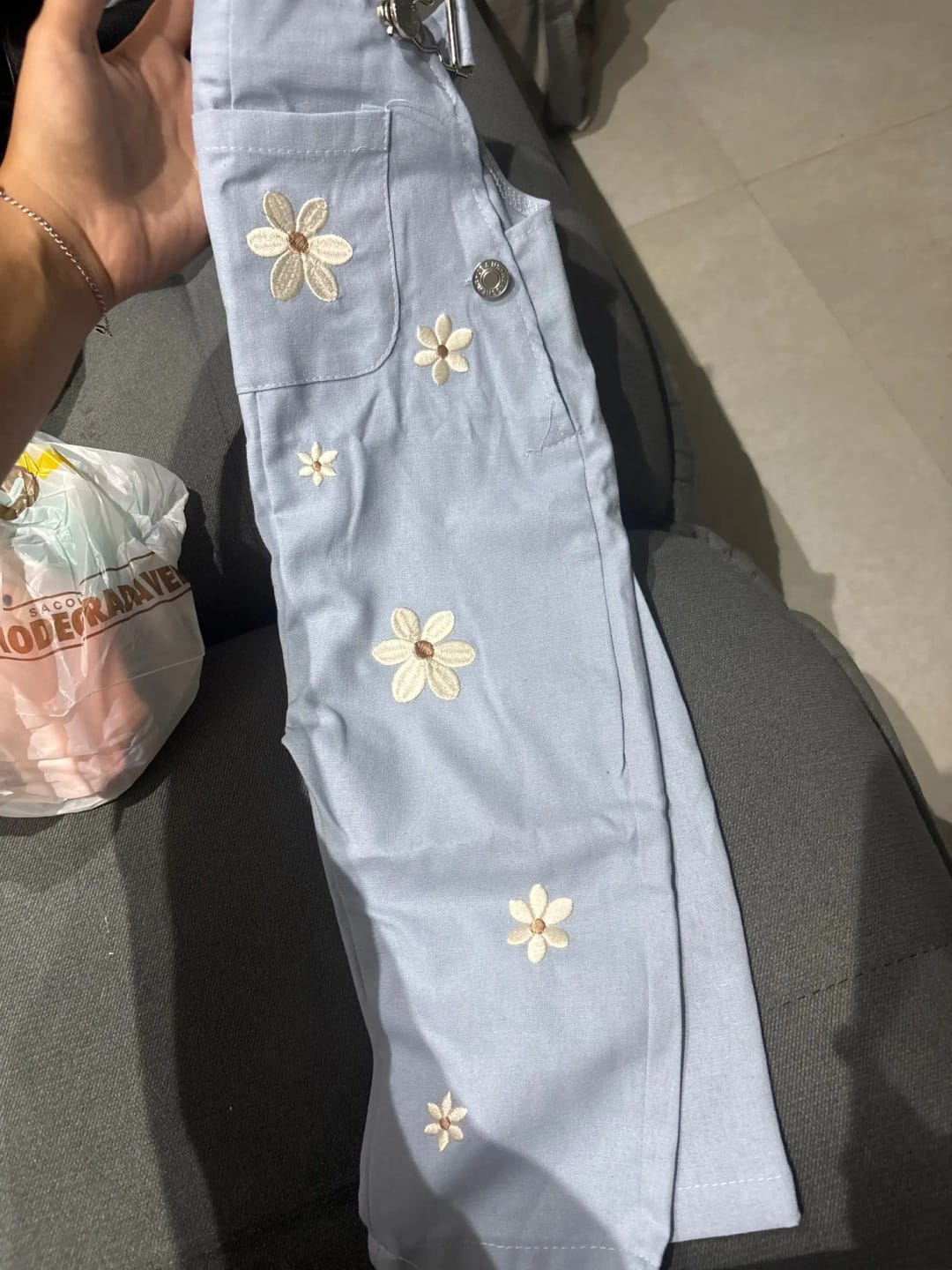 Customer photo review of Embroidered Floral Dungaree Jumpsuit