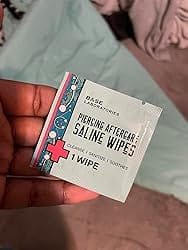 Customer photo review of Piercing Aftercare Saline Wipes 75 Count