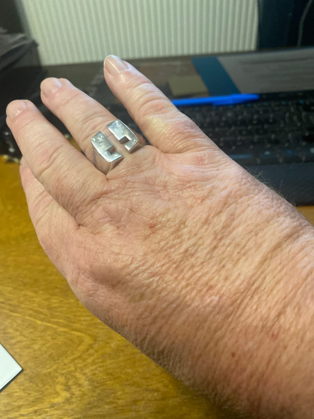 Customer photo review of Unique Cross Signet Ring