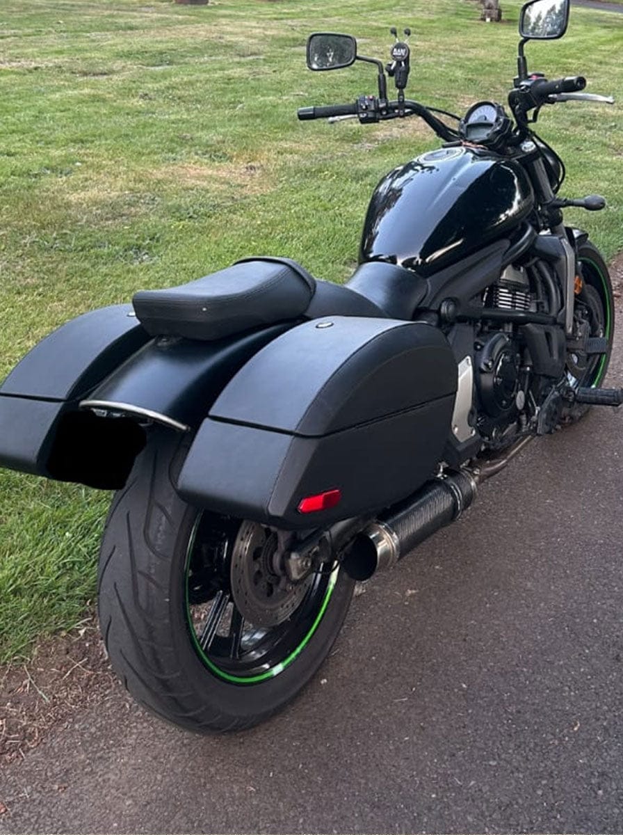 Customer photo review of 28L - Phantom Large Kawasaki Vulcan S VN650 Leather Wrapped Motorcycle Hard Saddlebags