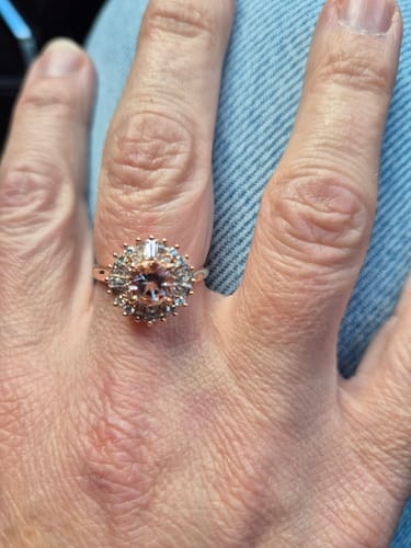 Customer photo review of Morganite & 0.50ct TW Diamond Ballerina Ring in 9ct Rose Gold