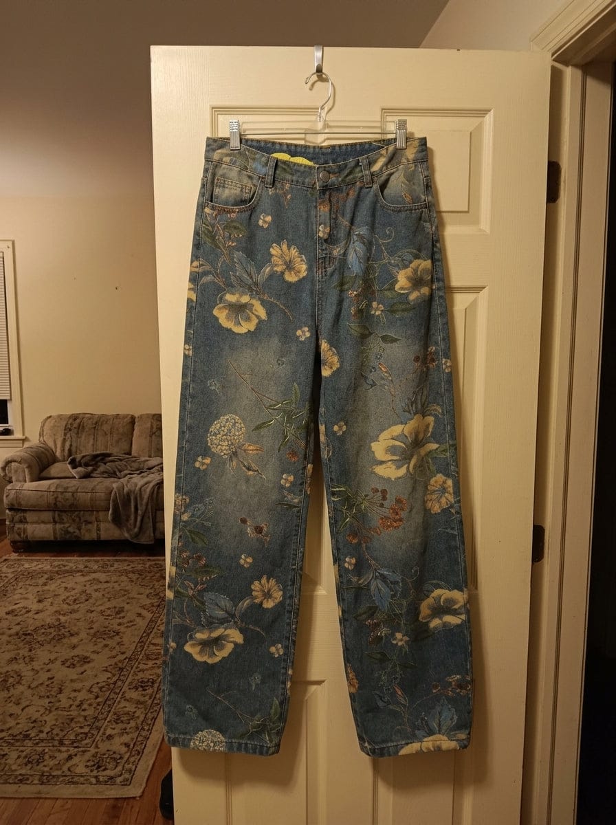 Customer photo review of Denim Floral Print Carpenter Jeans - 2237