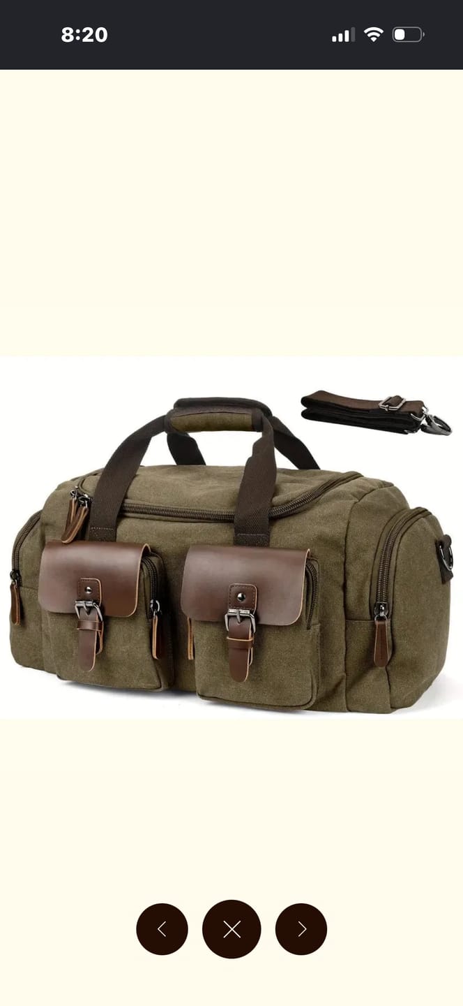 Customer photo review of Heritage Large Canvas Leather Travel Duffle Bag