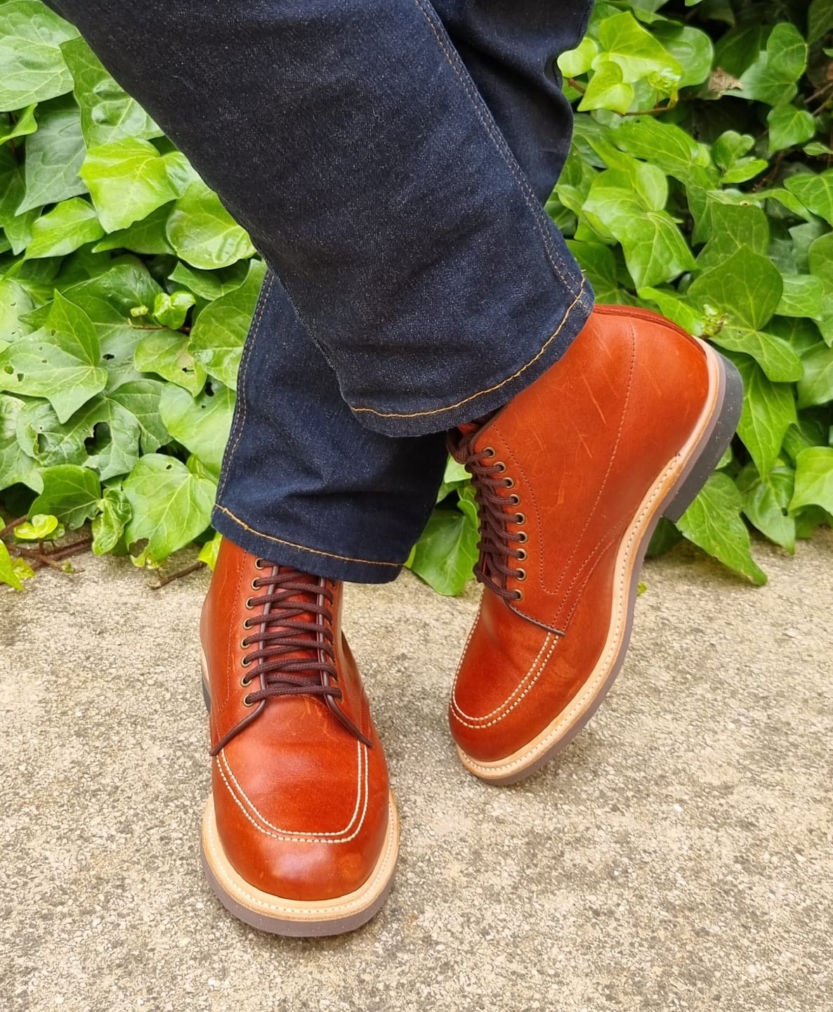 Customer photo review of Indiana MocToe Boot - luosjiet®boots - BrickRed Full Grain Cowhide