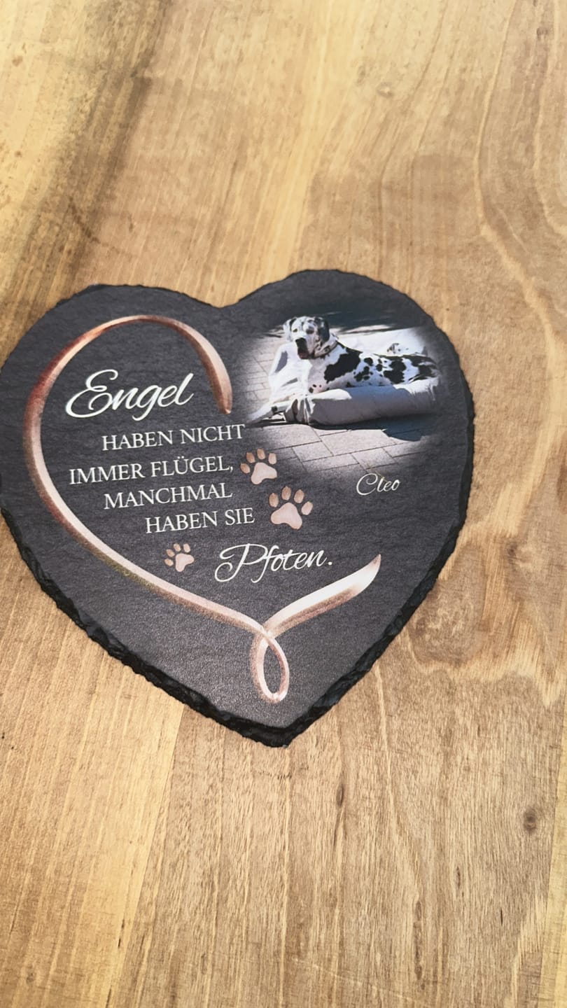Customer photo review of Personalisiertes Schieferherz - Engel haben Pfoten