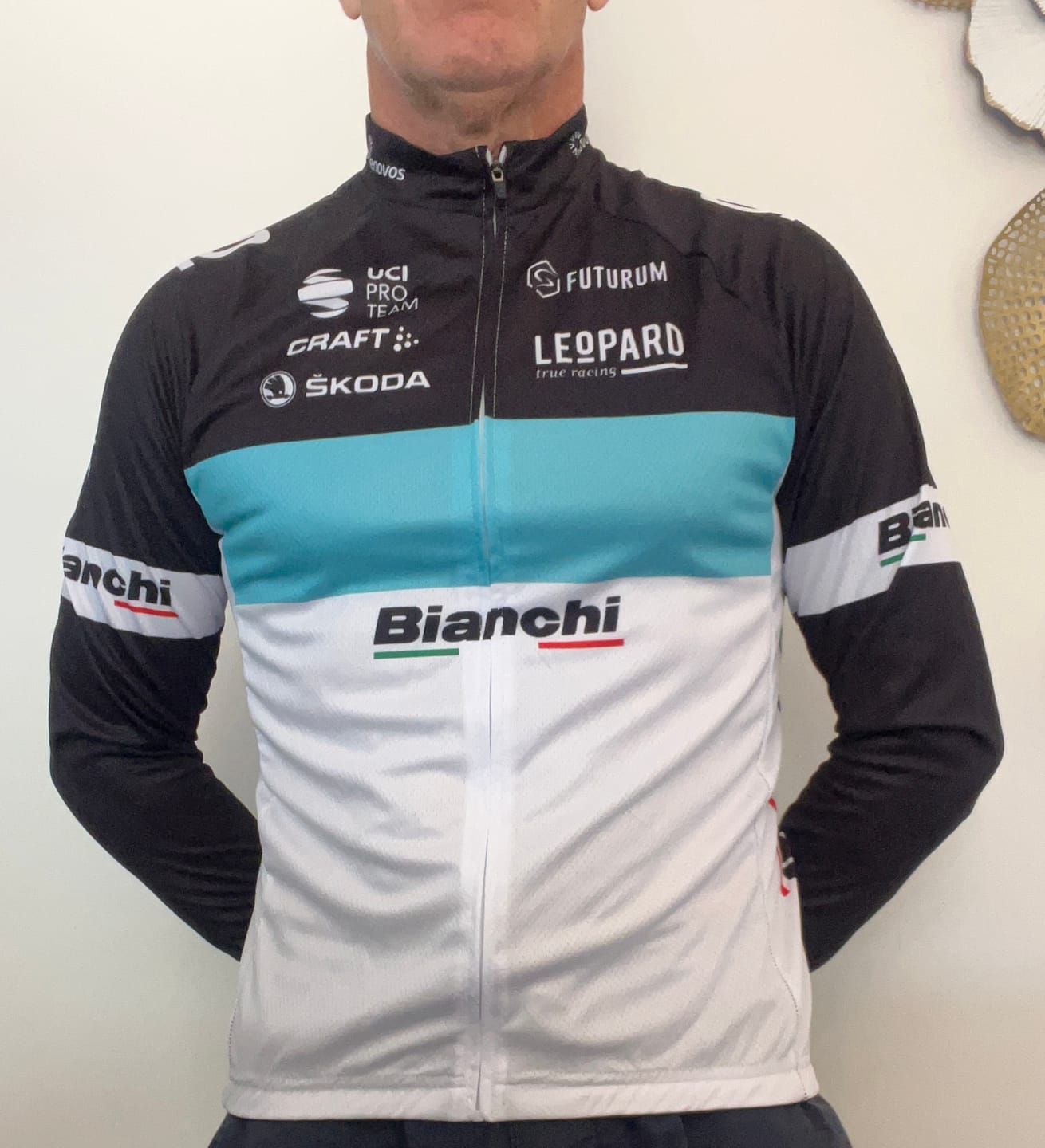Customer photo review of Leopard Bianchi Long Sleeve Jersey