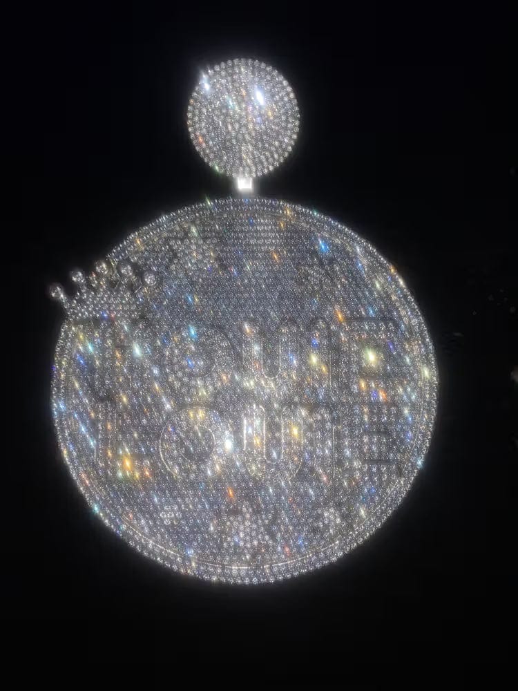 Customer photo review of Custom Large Round Full-Diamond 3D Letter & Crown Pendant - 80mm
