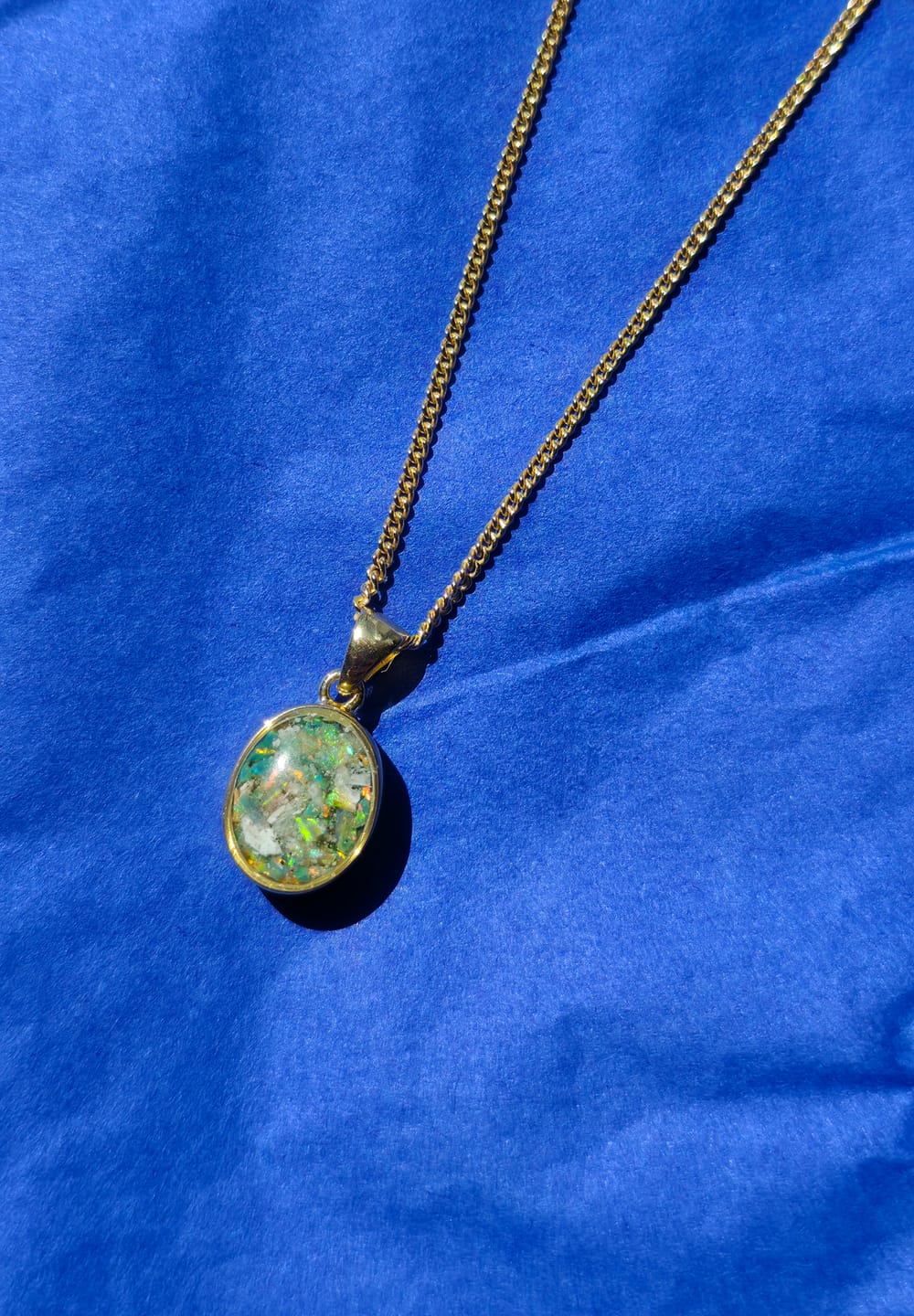 Customer photo review of Petite Oval Pendant with Cremation Ash