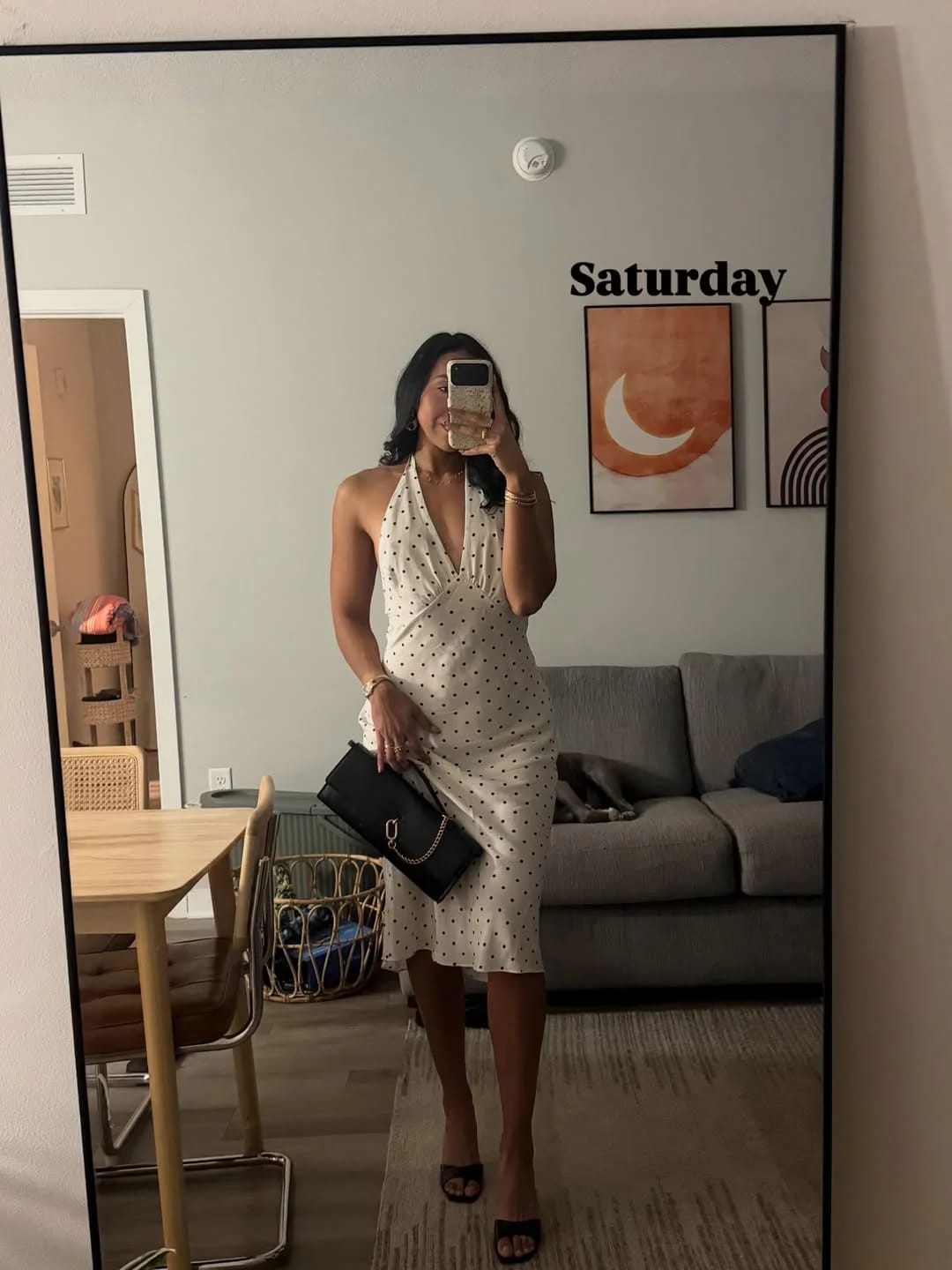 Customer photo review of Bianca Polka Dot Halter Maxi Dress