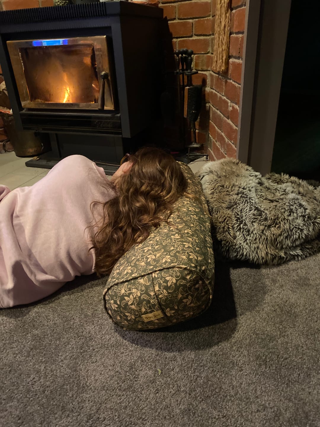 Customer photo review of Oval Yoga Bolster | Shyama Purple
