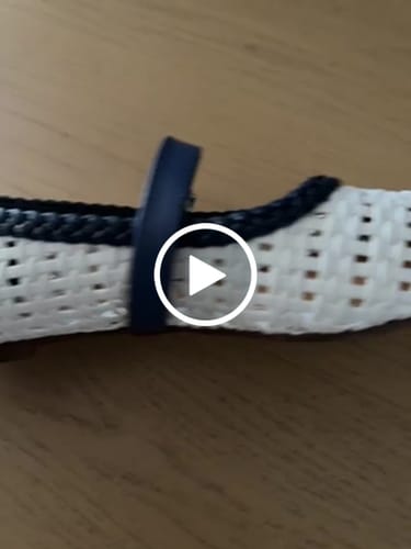 Customer video review of ALAIA MARY JANE FLATS white mix navy blue woven calfskin pattent