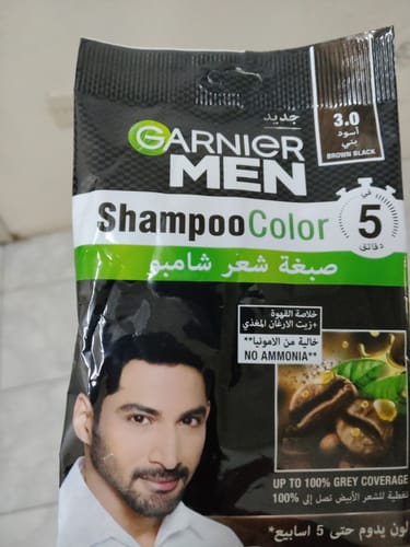 مراجعة بالصور من عميل لمنتج Garnier Color Shampoo 20ml Men 3.0 Black Brown