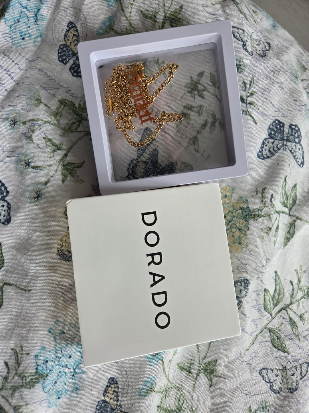 Customer photo review of Gothic Name Necklace w/ Cuban Chain
