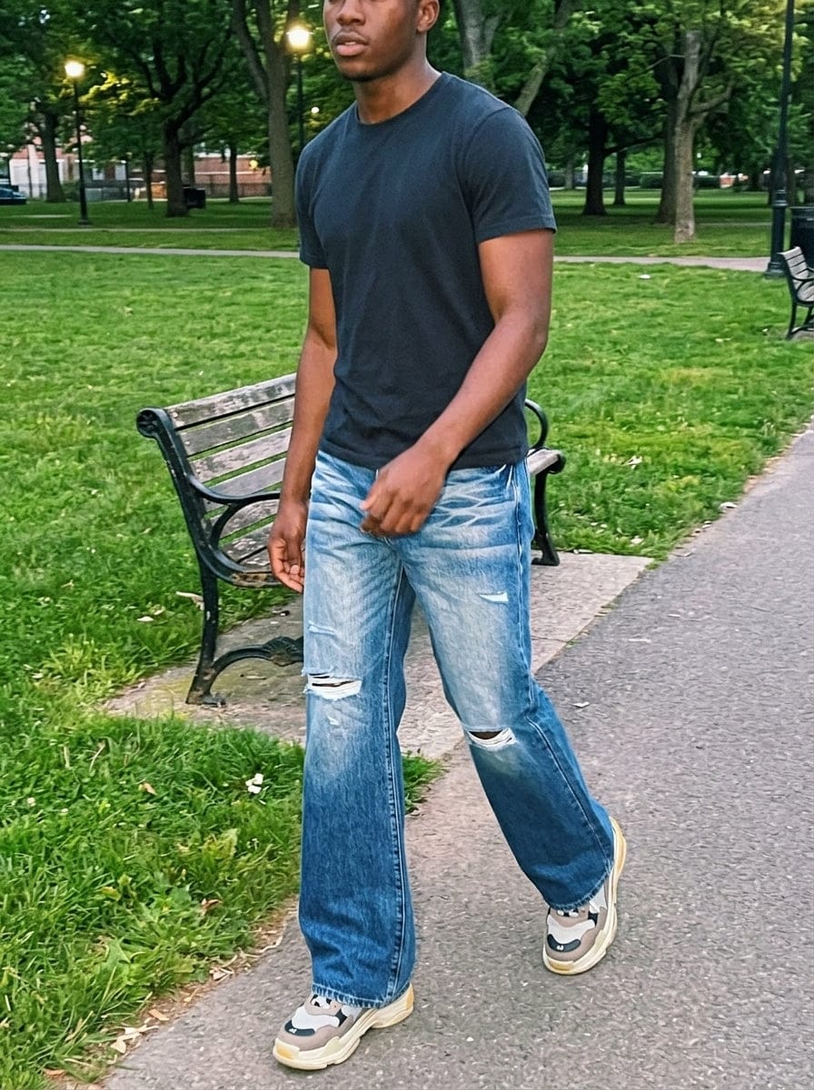 Customer photo review of Denim Ripped Washed Distressed Jeans - 2503