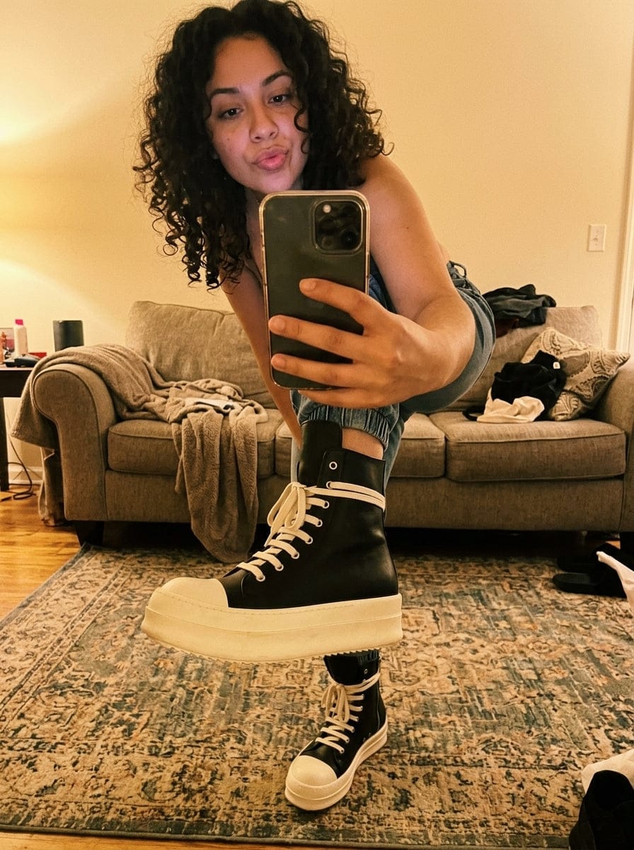 Customer photo review of Rubber Sole High-Top Side Zipper Platform Sneakers - 2273