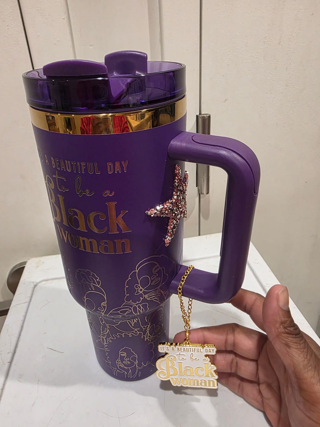 Customer photo review of “Purple Reign” Insulated Tumbler – "It’s a Beautiful Day to be a Black Woman"
