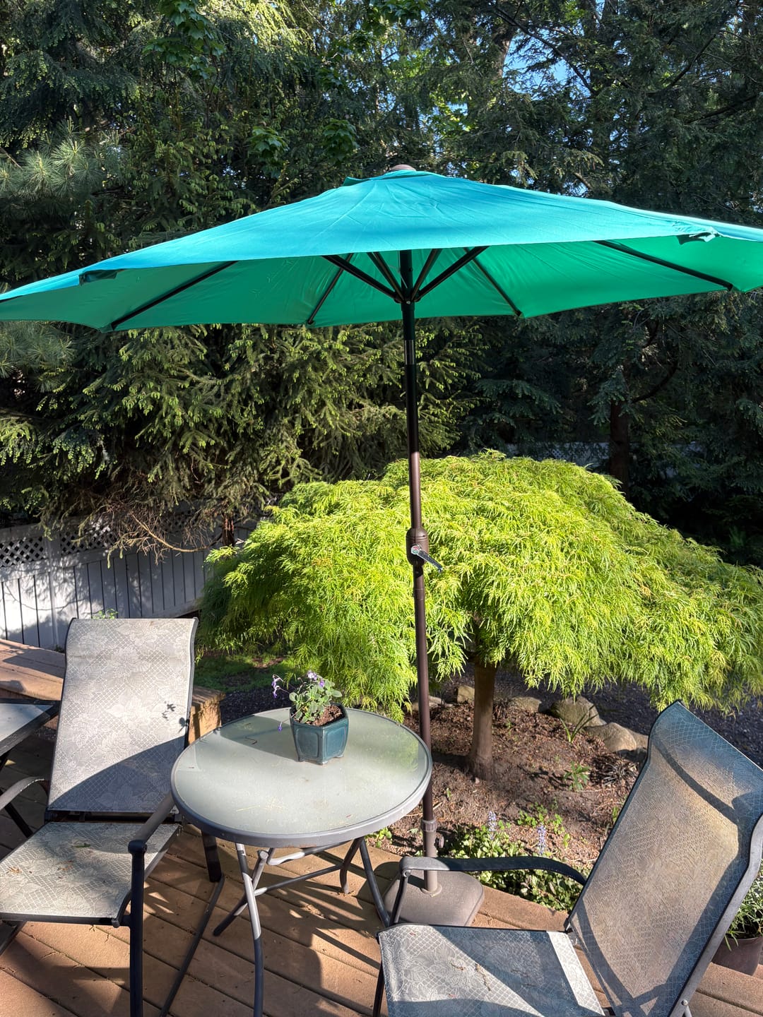 Customer photo review of 9' Push Button Tilt Octagon Patio Umbrella