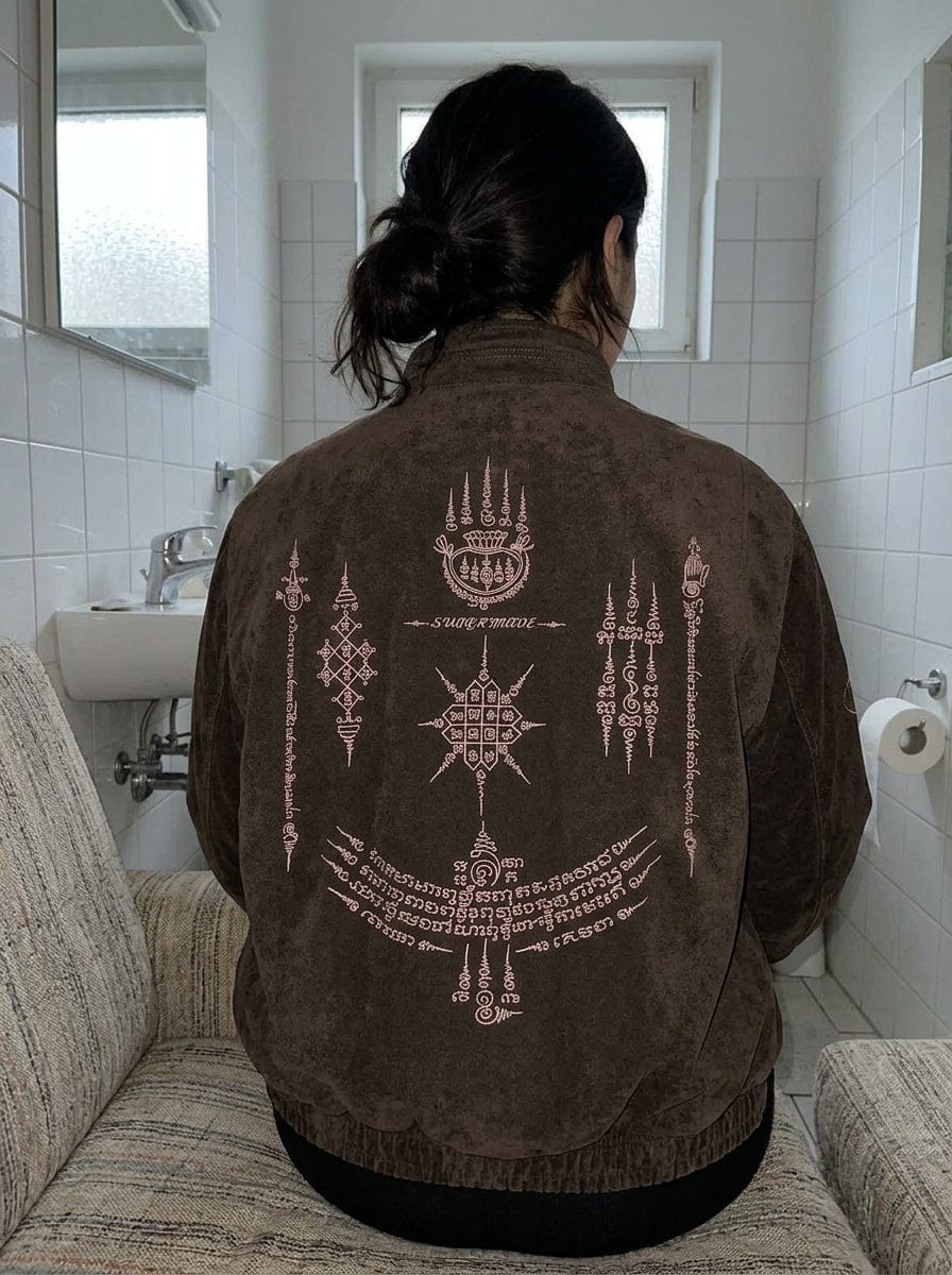 Customer photo review of Vintage Suede Embroidered Metal Clip Down Jacket - 2626