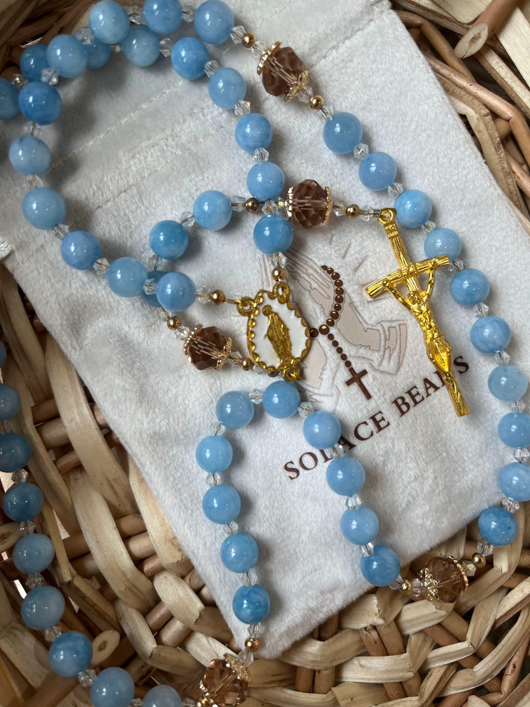 Customer photo review of SolaceBeads Serene Waters Aquamarine Beads Rosary
