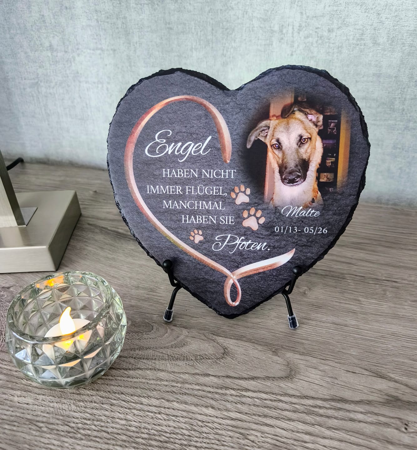 Customer photo review of Personalisiertes Schieferherz - Engel haben Pfoten