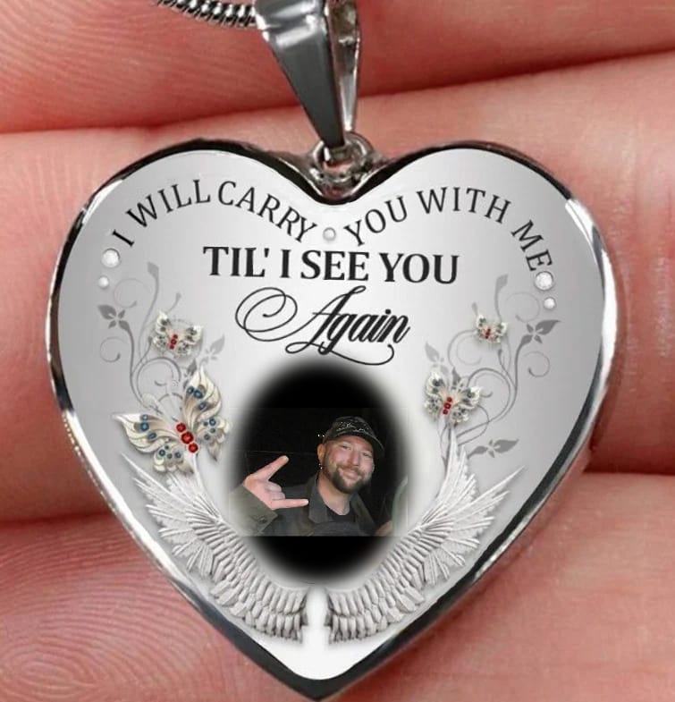 Customer photo review of Custom Photo Cremation Urn Necklace Memorial Jewelry for Ashes "I Will Carry You With Me” -N001-URN