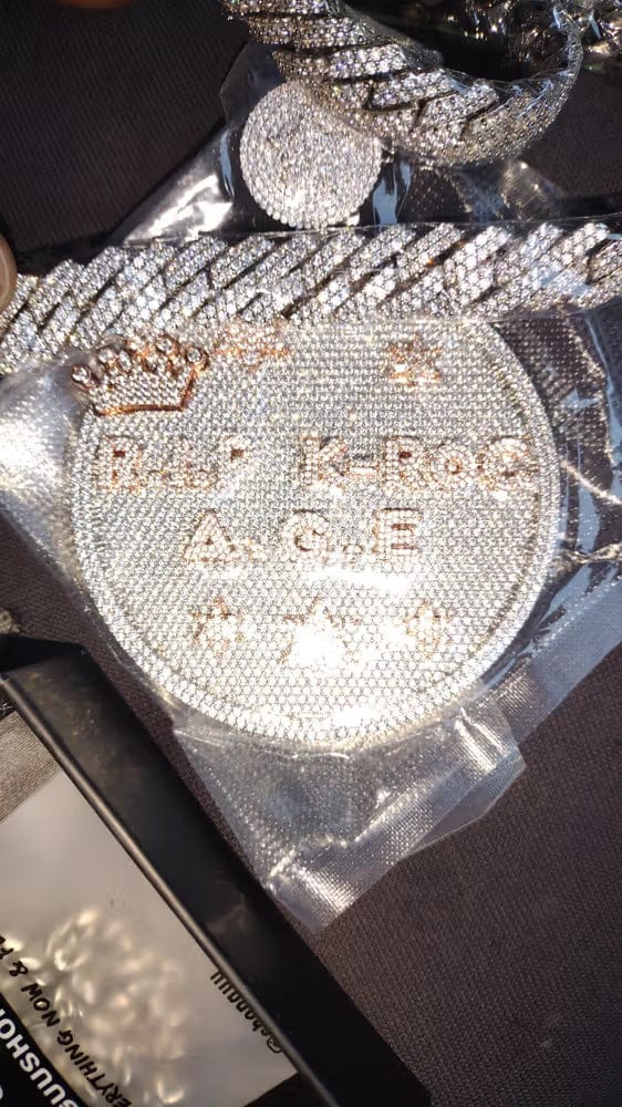 Customer photo review of Custom Large Round Full-Diamond 3D Letter & Crown Pendant - 80mm