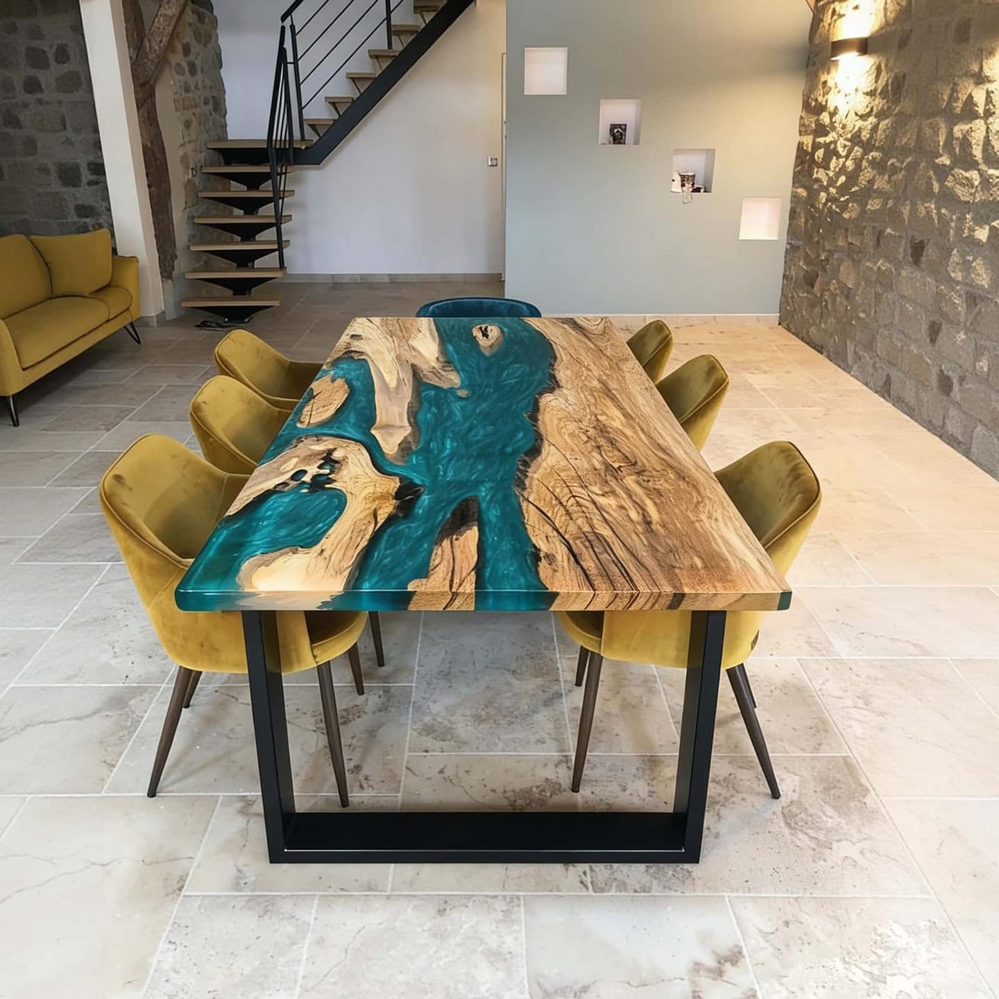 Customer photo review of Custom Olive Epoxy River Dining Table Tops CRT-119