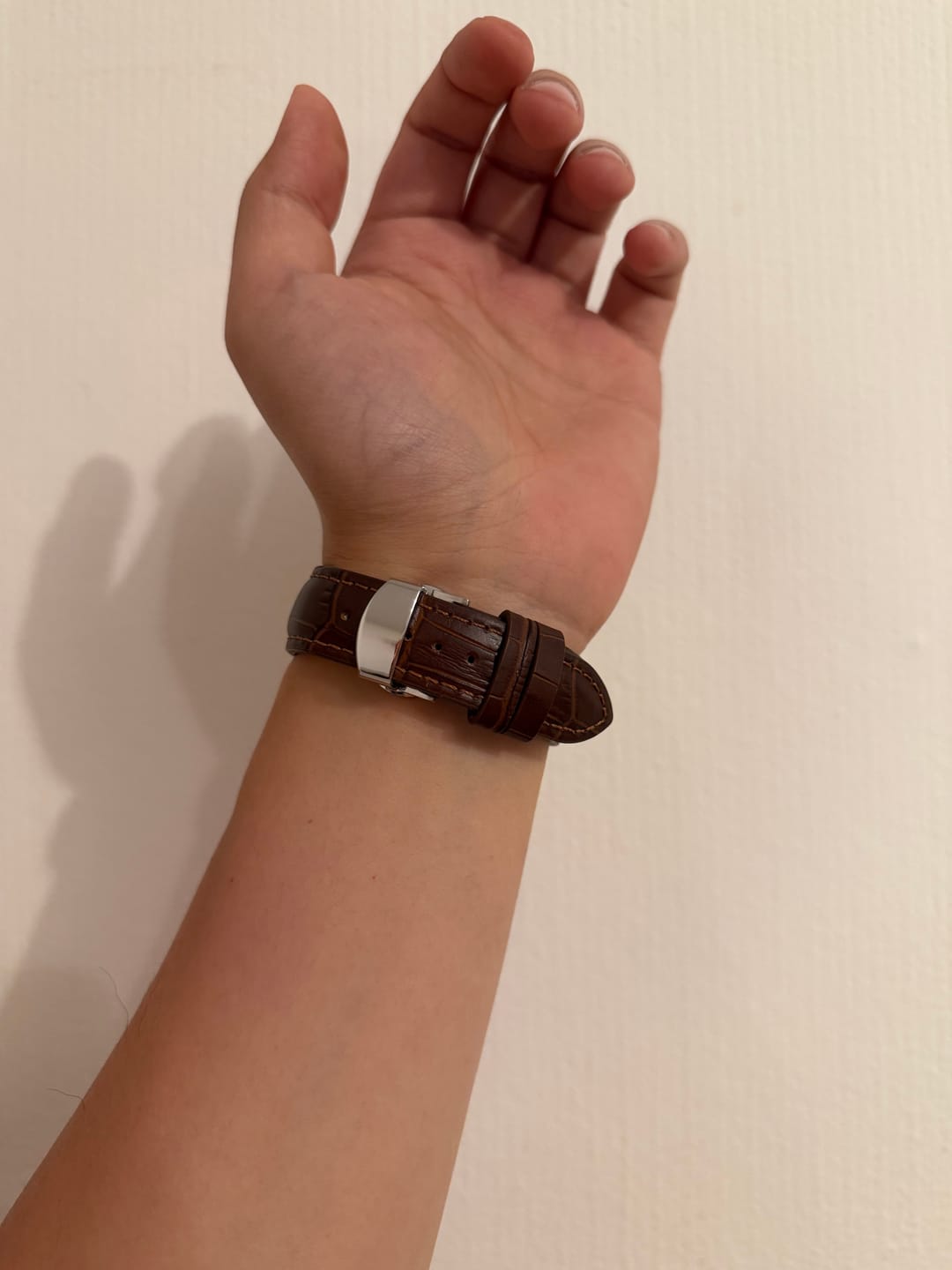 Customer photo review of Genuine Leather Calfskin Premium Watch Strap with Stainless Steel Deployant Butterfly Clasp