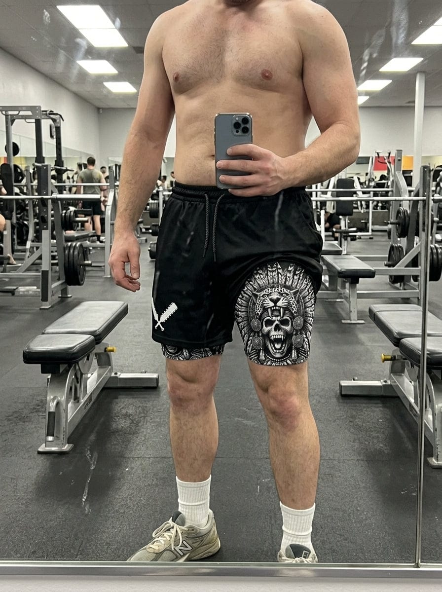 Customer photo review of Aztec Warrior 2 in 1 Printed Gym Shorts 11492
