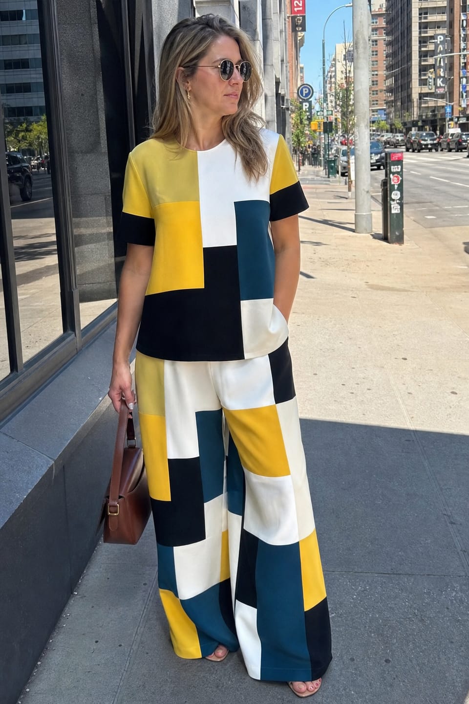 Customer photo review of Loose Short Sleeves Buttoned Contrast Color Split-Joint Round-Neck Blouses&Shirts Tops