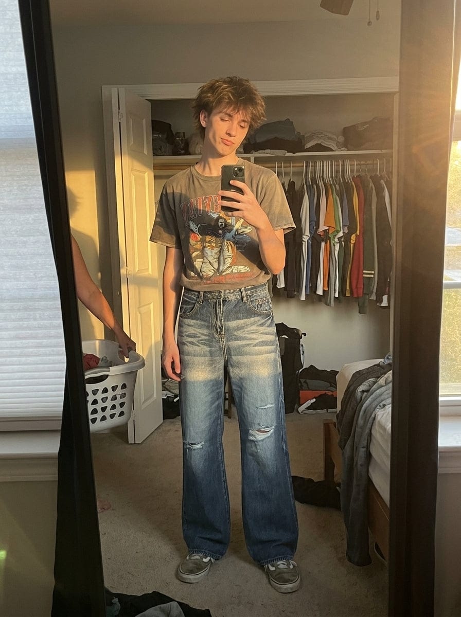 Customer photo review of Denim Ripped Washed Distressed Jeans - 2503