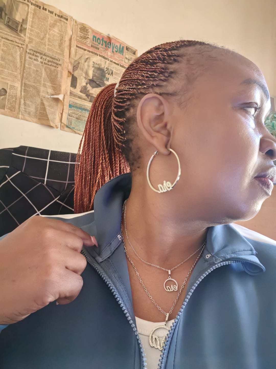 Customer photo review of Silver Precious Era Logo Hoops