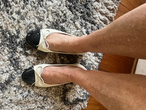 Customer photo review of CC 25C Ballet Flat Two-tone Patent Calfskin