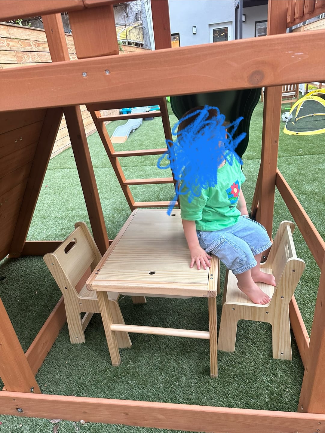 Customer photo review of Cordia Wooden Kids Activity Table & Chair Set – Montessori-Inspired Desk for Play & Learning