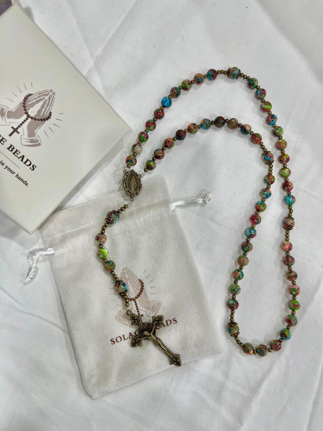 Customer photo review of SolaceBeads Multicolored Imperial Jasper Rosary: A Tapestry of Earth and Spirit