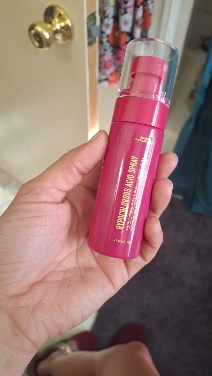 Customer photo review of Hypochlorous Acid Spray – Travel Size Facial Toner & Skin Repair Cleanser (2oz)
