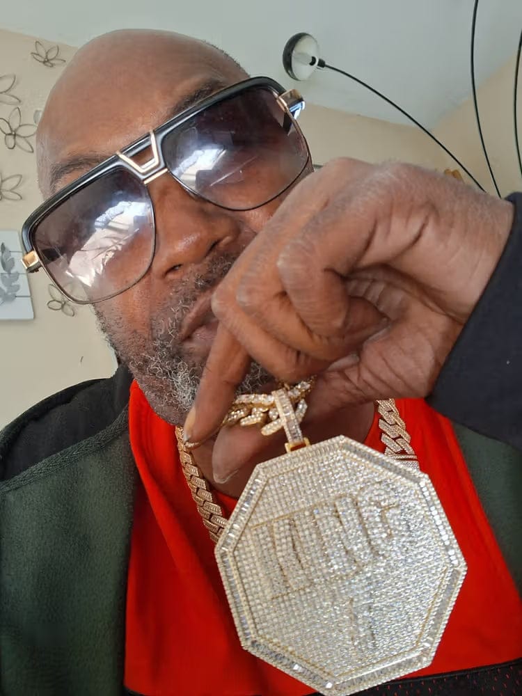Customer photo review of Custom 3D Letter Large Octagonal Iced-Out Pendant - 80mm