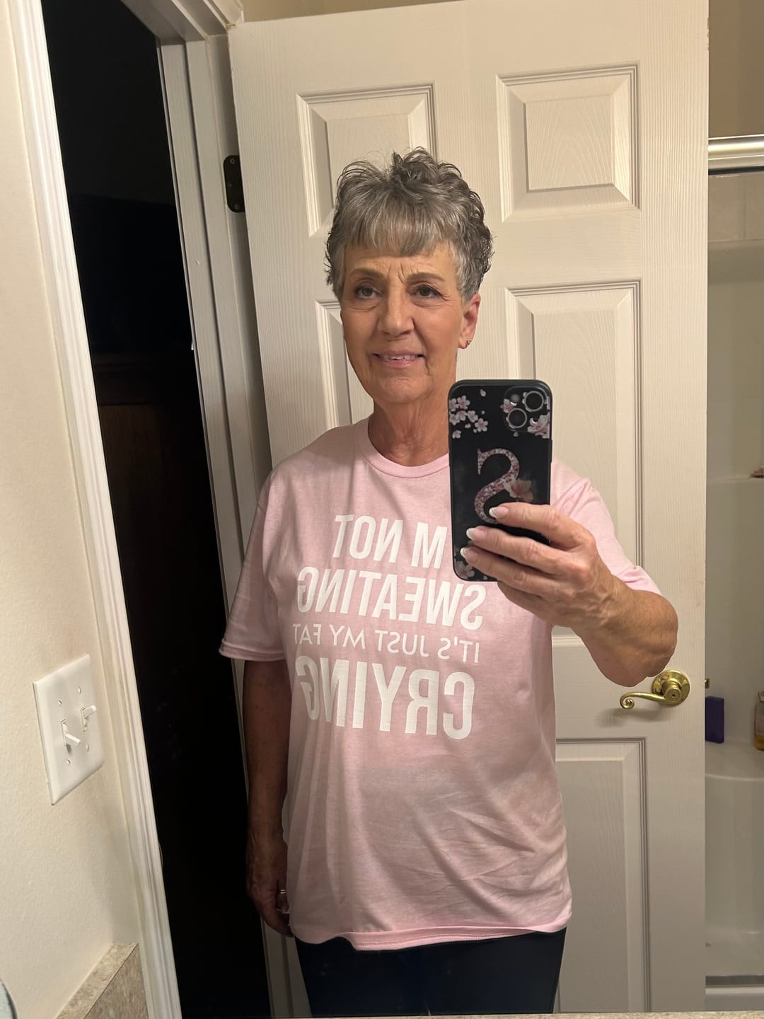 Customer photo review of I'm Not Sweating It's Just My Fat Crying T-Shirt