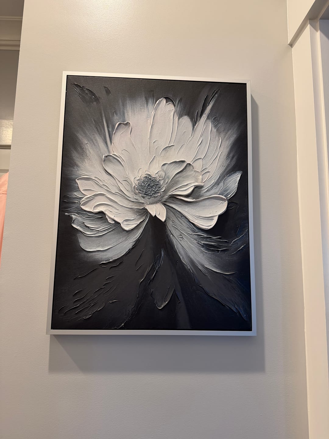 Customer photo review of Black & White Minimalist Flower And Tree Textured Canvas Art #MF021
