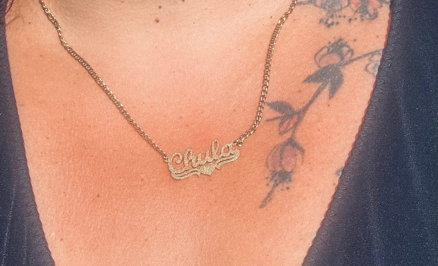 Customer photo review of Diamond Cut Love Heart Name Necklace
