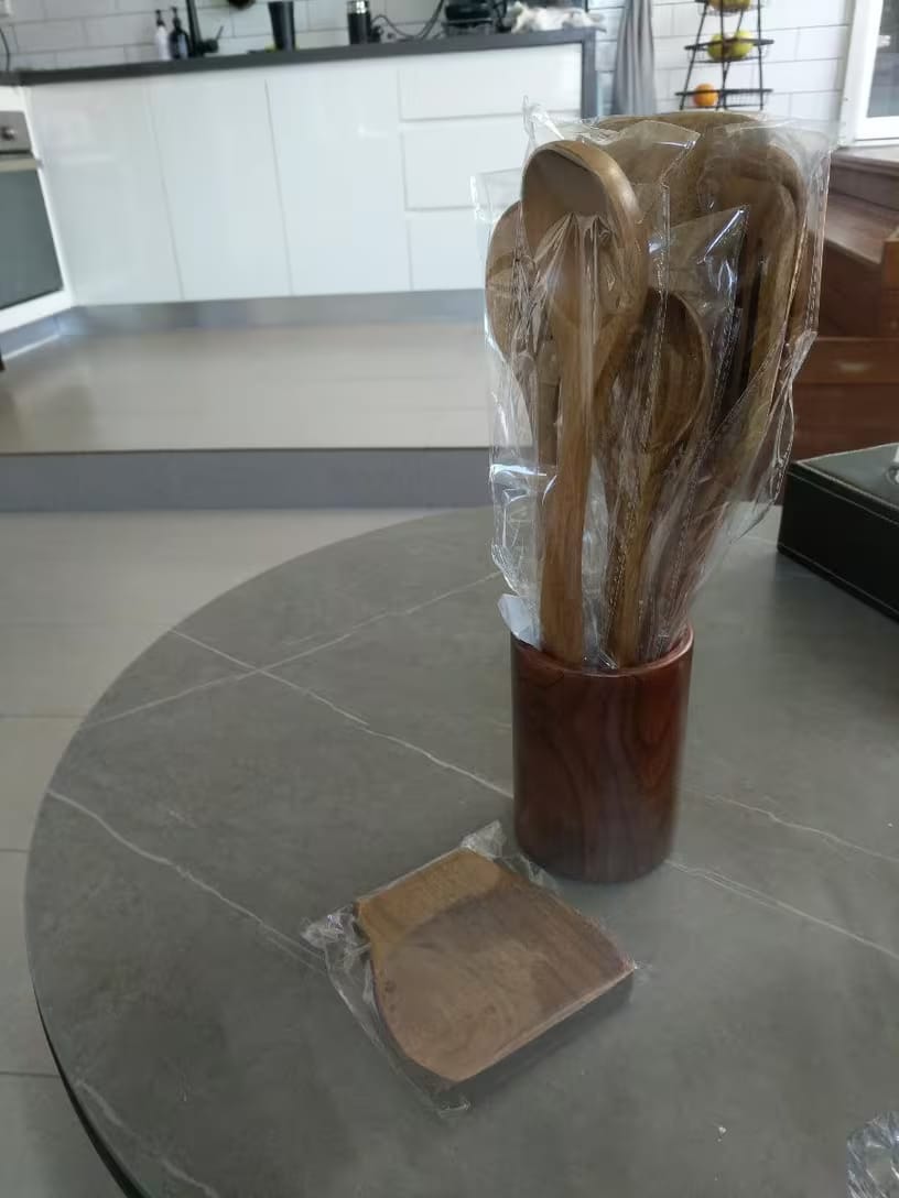 Customer photo review of Premium Wooden Cooking Utensil Set – 7-Piece Teak Kitchen Collection