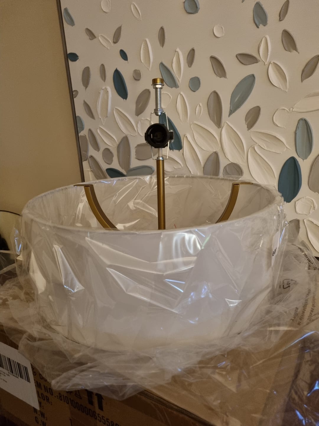 Customer photo review of Scandinavian 2-Light Linen Shade Drum Semi Flush Mount