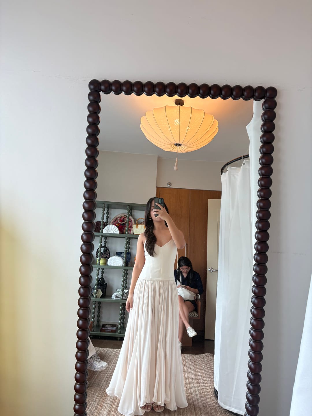 Customer photo review of White Pleated Fit and Flare Maxi